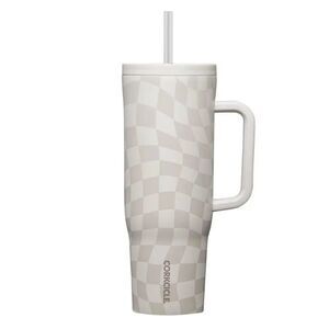 💬🩵⏭️NIB Checkerboard Triple Insulated 40oz Stainless Steel Tumbler & Straw